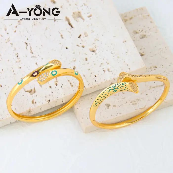 Ensemble de bracelets plaqués or saoudien de luxe pour femmes