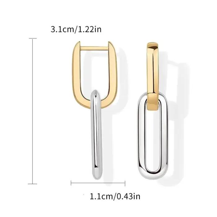 Boucles d'oreilles créoles bicolores en forme de U pour femmes