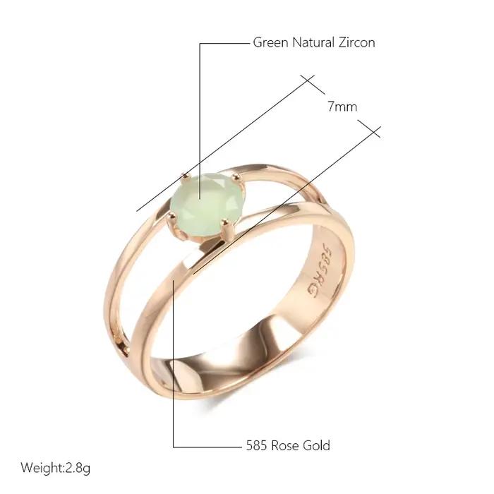 Bague en zircon vert émeraude plaquée or rose 585 pour femmes, alliance de mariage, bijoux pour occasions spéciales