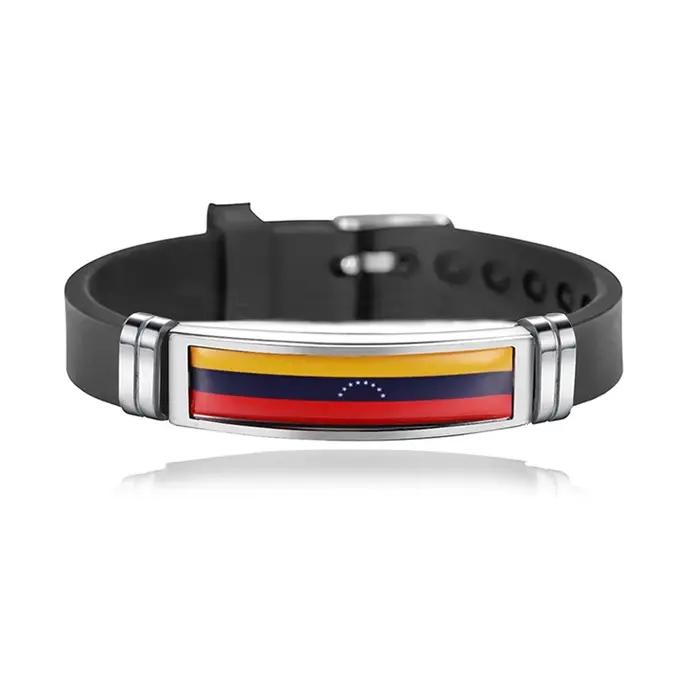 Bracelet drapeau National USA France Canada drapeaux Bracelet réglable Silicone Bracelets de sport B