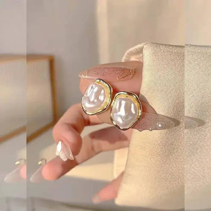 Boucles d'oreilles géométriques rondes irrégulières en métal pour femmes