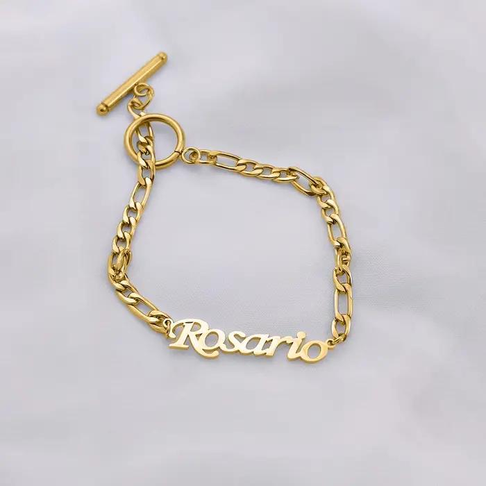 Bracelet personnalisé avec nom pour femme, or, acier inoxydable, bracelets de couple, lettres pour bracelet OT Structure
