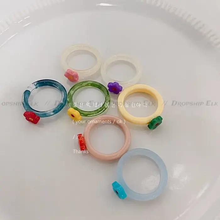 Bague en forme de coeur en email coloré pour femmes et filles anneau doux tendance geometrique goutte d'huile drôle Y2K bijoux d'ete nouveau