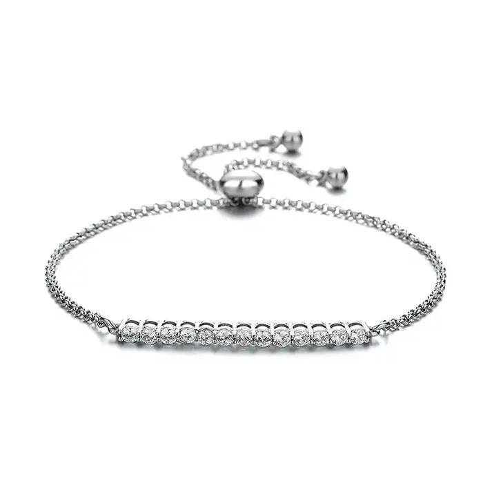 Bracelet tennis en argent sterling 925 avec cristaux de zircon