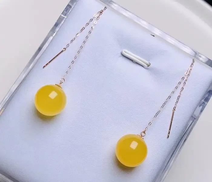 Boucle d'oreille pendante en or véritable massif 18 carats