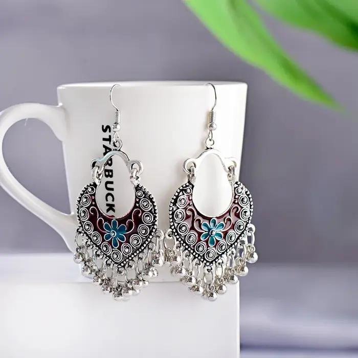 Boucles d'oreilles pendantes indiennes à pampilles gitanes Boho pour femmes