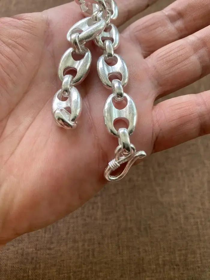 Bracelet à maillons marinés en cuivre blanc