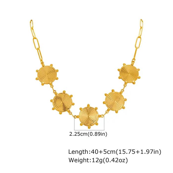 Collier avec pendentif à grand fil circulaire plaqué or 18 carats pour femmes