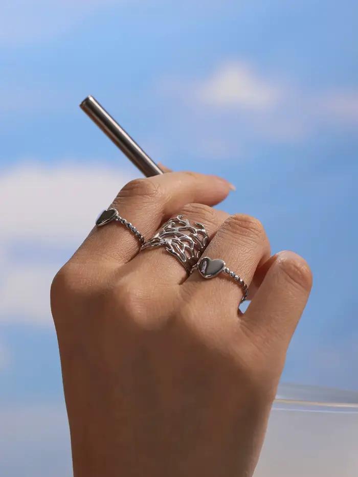Bague de cocktail Marka en acier inoxydable plaqué or 18 carats pour femmes styles hip-hop rock et occasions spéciales