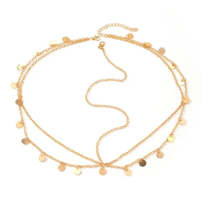 Chaîne de tête tendance en sequins métalliques dorés pour femmes
