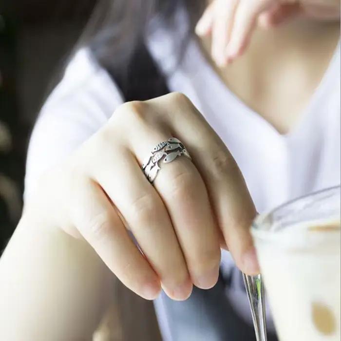 Bague poisson mignon en argent sterling 925 pour femmes, bijou animal de compagnie moderne et original, cadeau d'anniversaire, bijou à la mode pour occasions spéciales