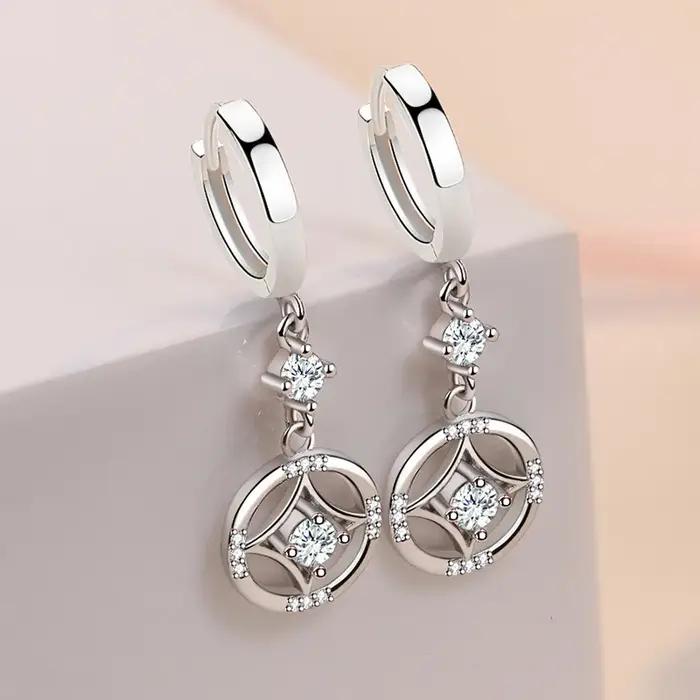 Boucles d'oreilles pour femmes en argent sterling 925 plaqué or 18 carats