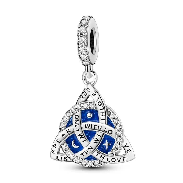 Breloques en argent sterling 925 avec nœud celtique et ciel étoilé