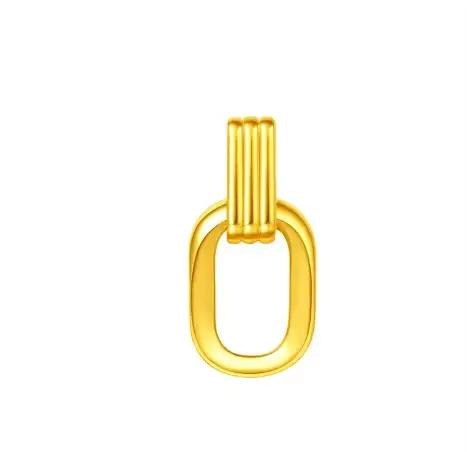 Pendentif Double Anneau en Or Pur 999 Design Géométrique Vintage Bijou Femme Occasions Spéciales