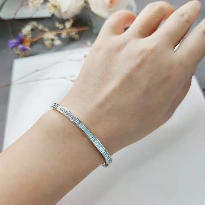 YLMyself – Bracelet de Tennis en argent Sterling 925, Baguette en cristal CZ, bijoux de mariée de luxe pour femmes