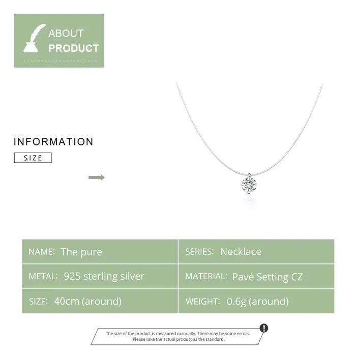 BAMOER argent Invisible chaîne colliers pendentifs strass colliers ras du cou Transparent ligne de pêche Collier Femme SCN332