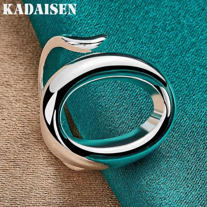 Bague ovale réglable en argent Sterling 925 pour femmes