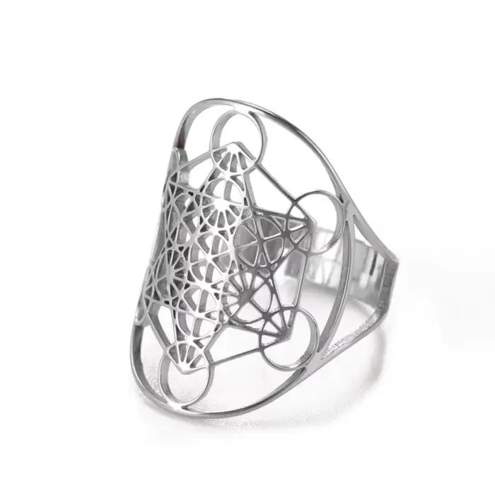 Archangel Metatron bague en acier inoxydable taille réglable Salomon bijoux les secrets de la géomét
