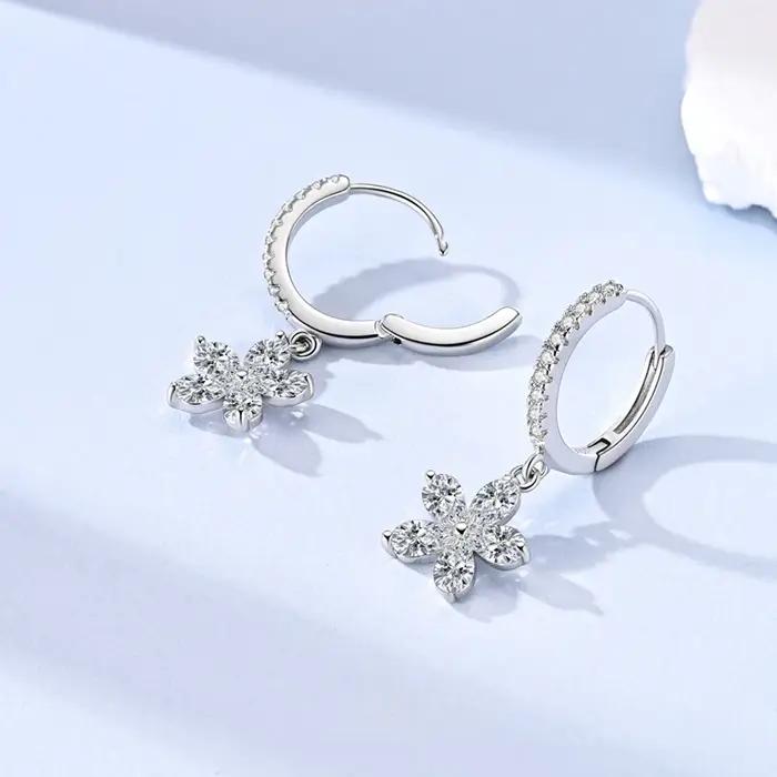 Nouvelles boucles d'oreilles pendantes en argent sterling 925 avec zircon