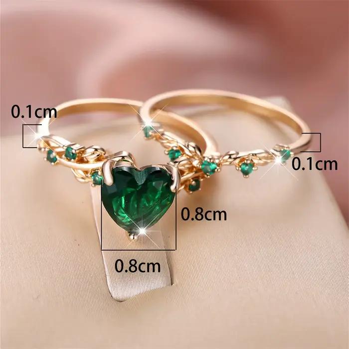 Ensemble de bagues en forme de cœur pour femmes, bleu Royal, vert, noir, rouge, couleur or Rose, Zircon blanc, bandes de mariage, bijoux pour la fête des mères