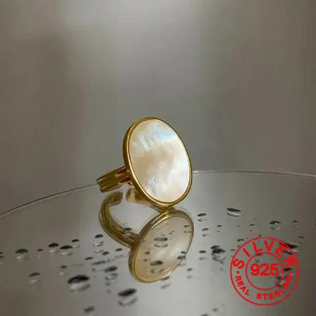 Sivler couleur coquille anneaux luxe mariée bijoux pour femmes mode Simple Ellipse géométrique fête accessoires cadeaux