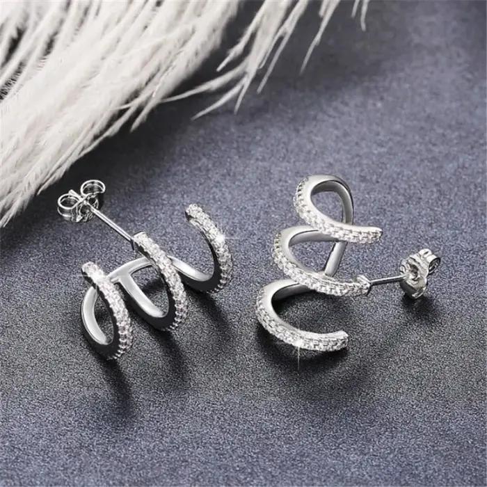 Boucles d'oreilles tendance en argent Sterling 925
