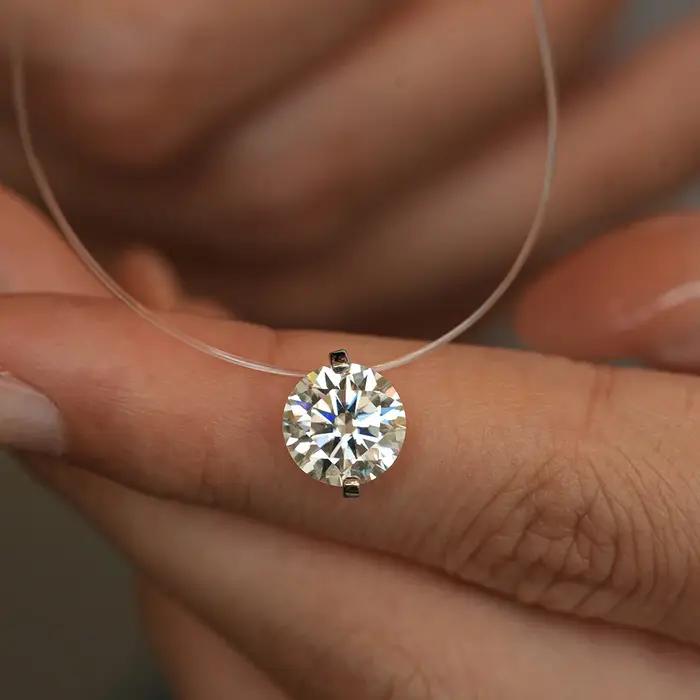 D VVS1 0.5-5 Carat Moissanite pendentif collier pour femmes 925 en argent Sterling Transparent ligne de pêche chaîne bijoux de fête GRA