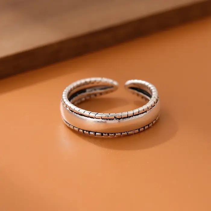 Bagues torsadées simples des deux côtés pour femmes, bijoux rétro brillants, argent regardé 925, per