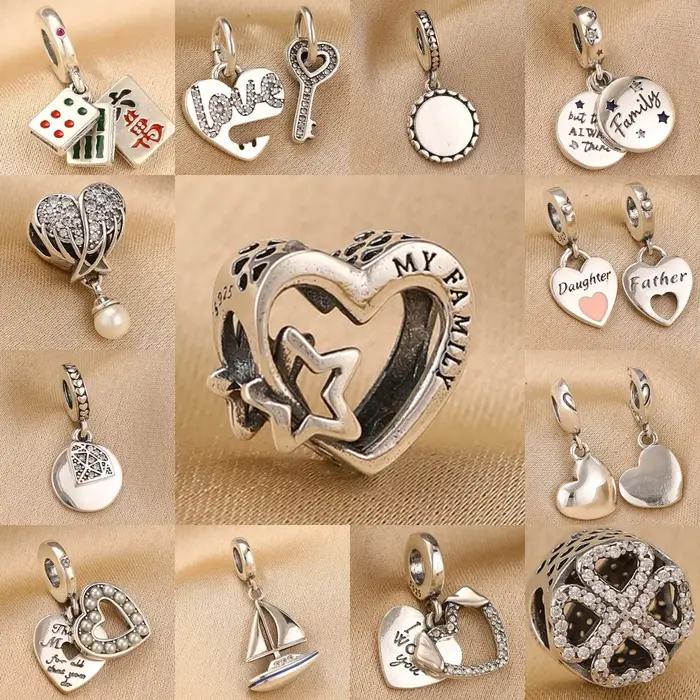 Pendentif en argent 925 forme de coeur avec perle de brebis et fleur de lotus pour bracelet original et bijoux exquis occasions spéciales