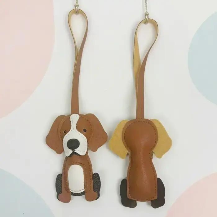 Brelôcle en forme de Border Collie en cuir avec sangle réglable pour sac à dos pour chiots et amoureux des animaux pour diverses occasions
