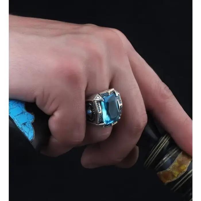 Bague Totem mystérieux turc Vintage fait à la main pour hommes, couleur argent antique, bague de fiançailles, de mariage, bijoux de fête, cadeau d'anniversaire