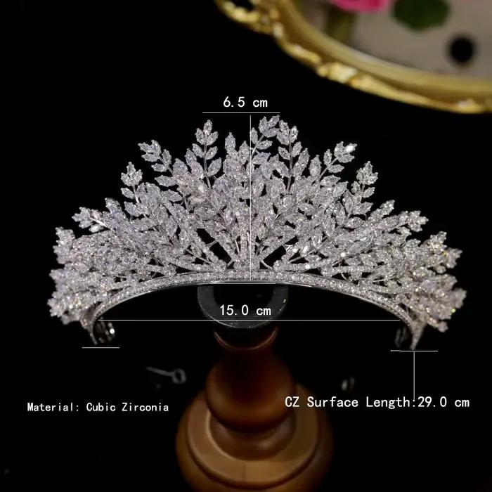 Nouvelle couronne en plusieurs couches de feuilles, accessoires de mariage, diadèmes de couleur argent, diadème en cristal CZ pour femmes, bijoux de mariée