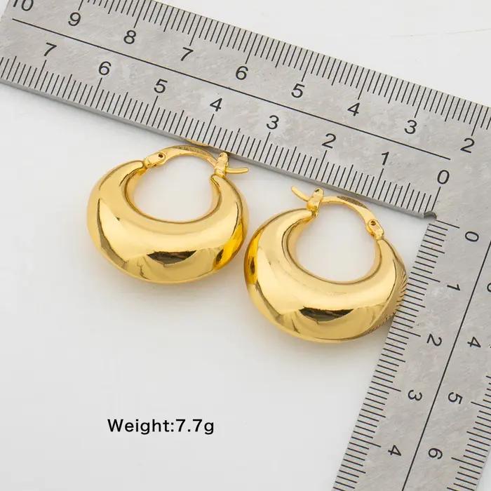 Boucles d'oreilles créoles optiques rondes pour femmes, boucles d'oreilles piercing en cuivre, 25mm,