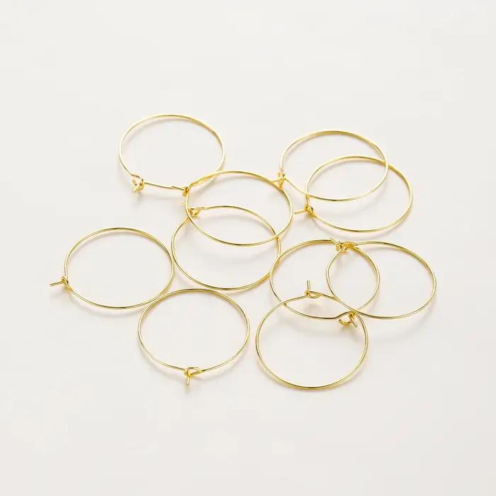10 pièces/lot 15mm 20mm 25mm 14K 18K or gros fil de boucle d'oreille cerceaux cercle