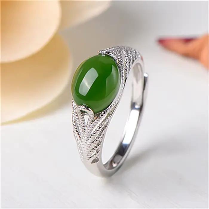Bagues en Jade naturel vert, bijoux de luxe, pierre amulette, accessoires de mode, pierres précieuse