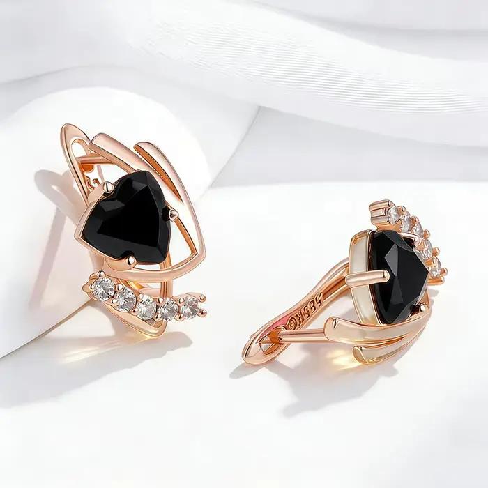 Boucles d'oreilles en pierre noire WBMQDA pour femmes, élégantes et modernes, parfaites pour les occasions spéciales et les cadeaux