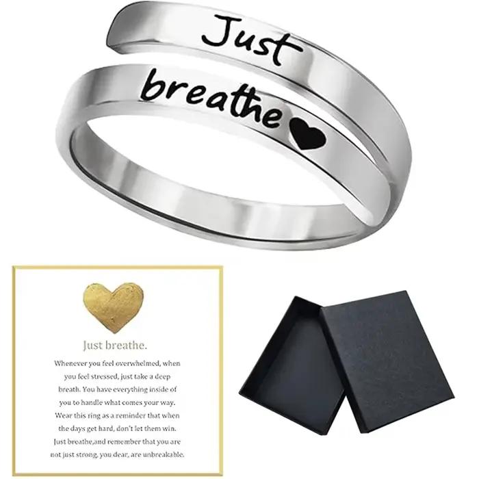 Bague en forme de cœur Just Breathe pour femmes et hommes