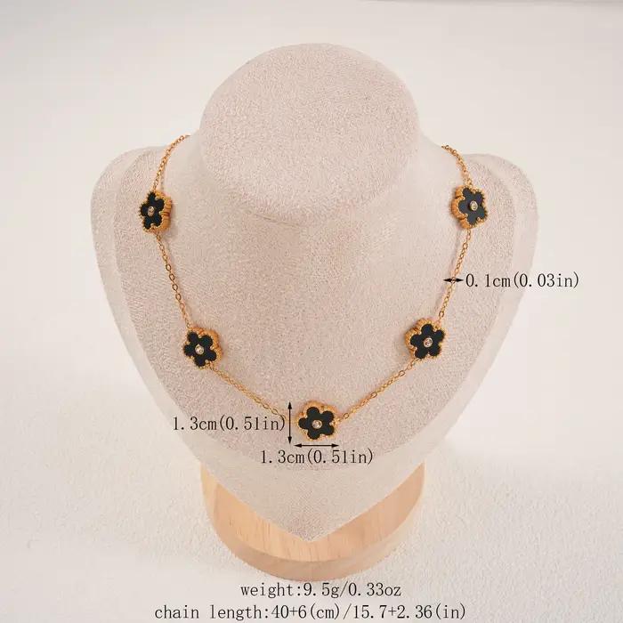 Collier Y vintage en or avec pendentif fleur pour femme