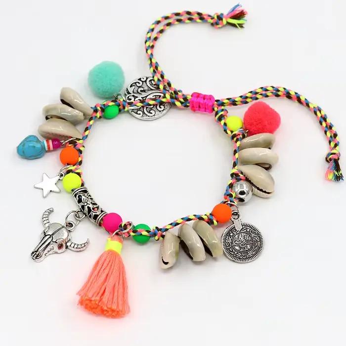 Bracelets de cheville coquillage bohèmes pour femmes ajustables motifs animaux de compagnie plage occasions spéciales