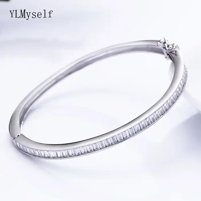 YLMyself Bracelet Bracelet 5*5.6 CM 925 argent 4MM carré cubique Zircon luxe bijoux fins