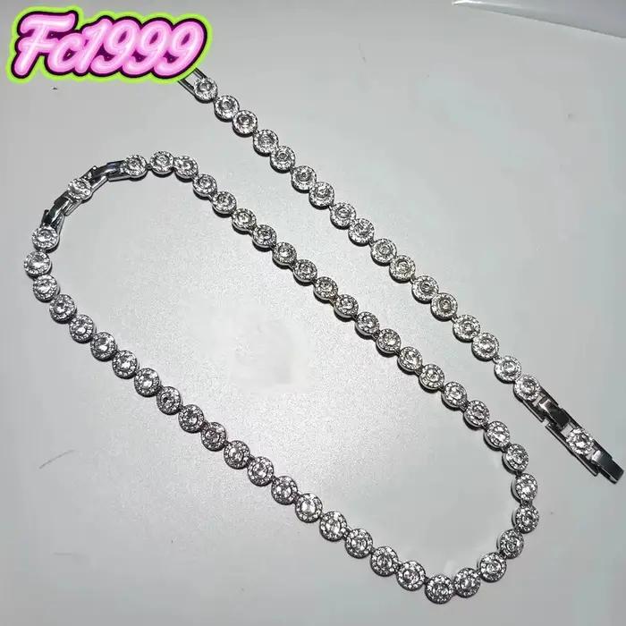 Ensemble de bijoux en argent sterling 925 serti de cristal pour femmes, collier, boucles d'oreilles, bague et bracelet, idéal pour les mariages et les occasions spéciales