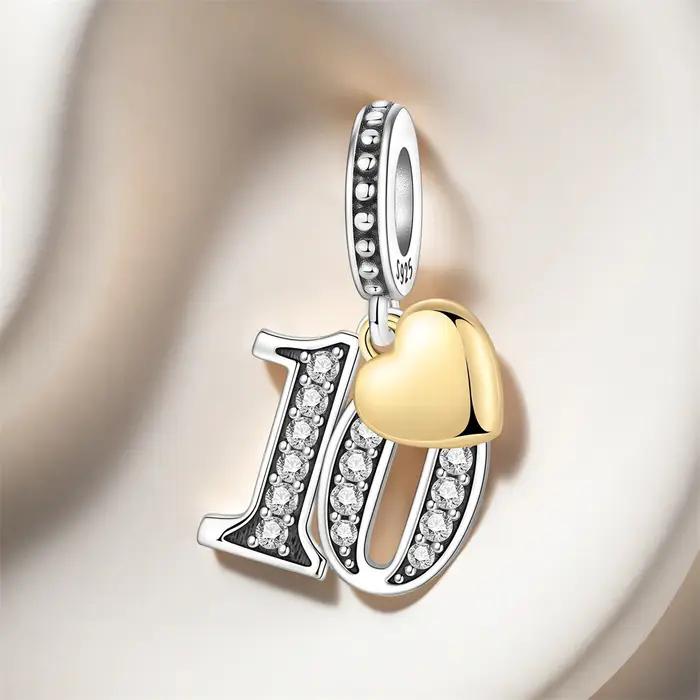 Pendentif numéro en argent Sterling 925 Original