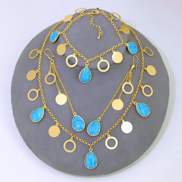 Ensemble de colliers à breloques Turquoise éthiopienne