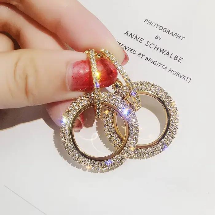FSUNION 2025 nouvelle mode bijoux créatifs de haute qualité élégant or argent couleur ronde boucles