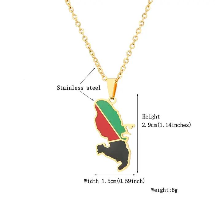 France Martinique carte drapeau pendentif collier en acier inoxydable pour femmes hommes or argent couleur charme mode tour de cou bijoux cadeau