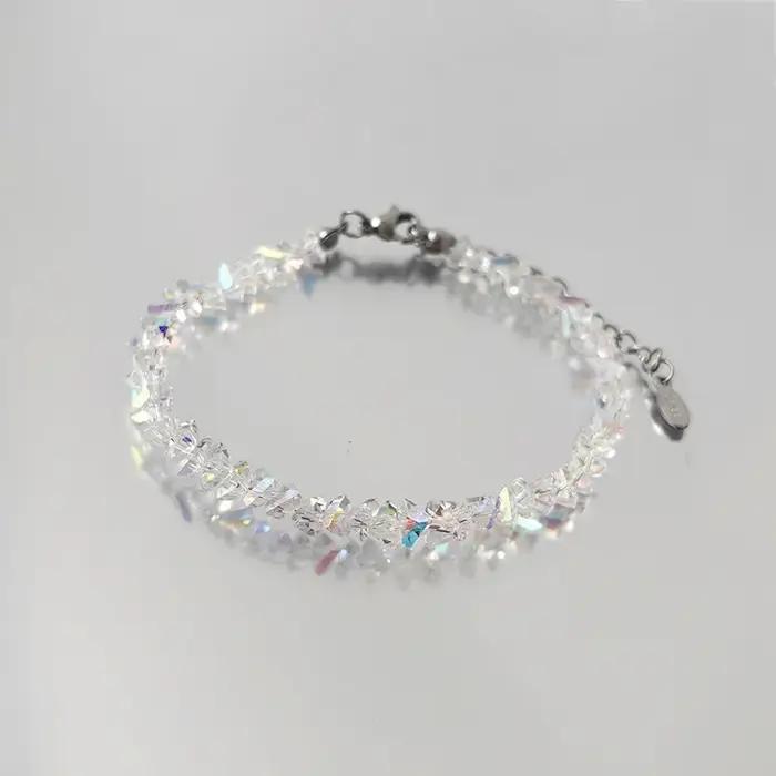 Bracelet de perles irrégulières en cristal Transparent pour femmes