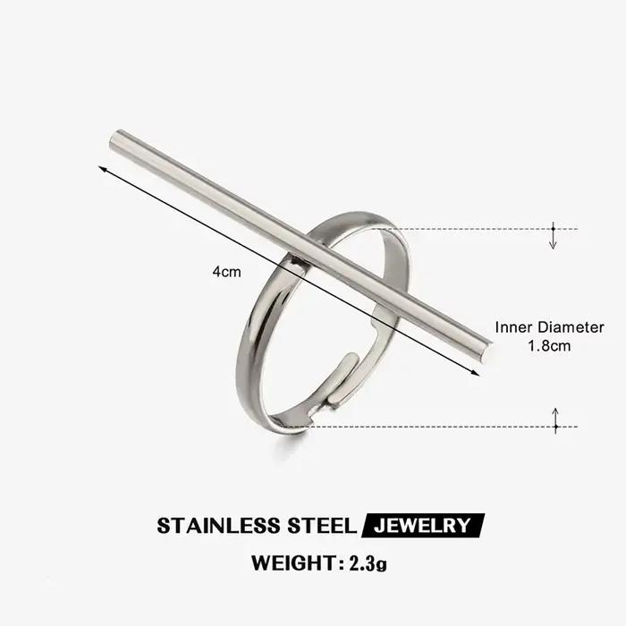 ANENJERY 316L acier inoxydable or argent couleur ligne anneau ouvert pour femmes hommes personnalité