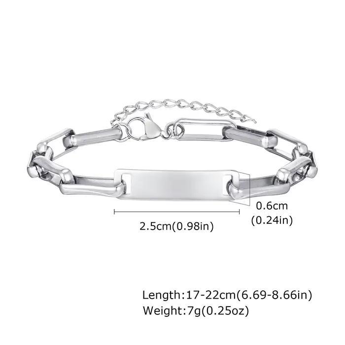Bracelets personnalisés en acier inoxydable pour femme, barre d'identification, nom, personnalisé, gravé, citation inspirante, cadeau d'anniversaire, bijoux