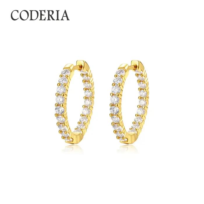 Boucles d'oreilles Moissamite en forme de cercle complet, plaqué or 18 carats, cadeau d'anniversaire