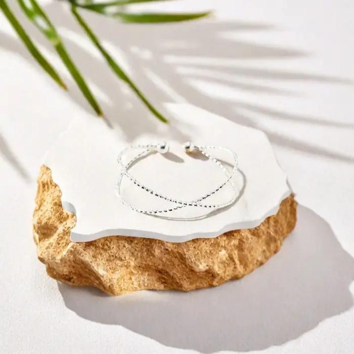 Bague d'orteil réglable couleur or et argent pour femme